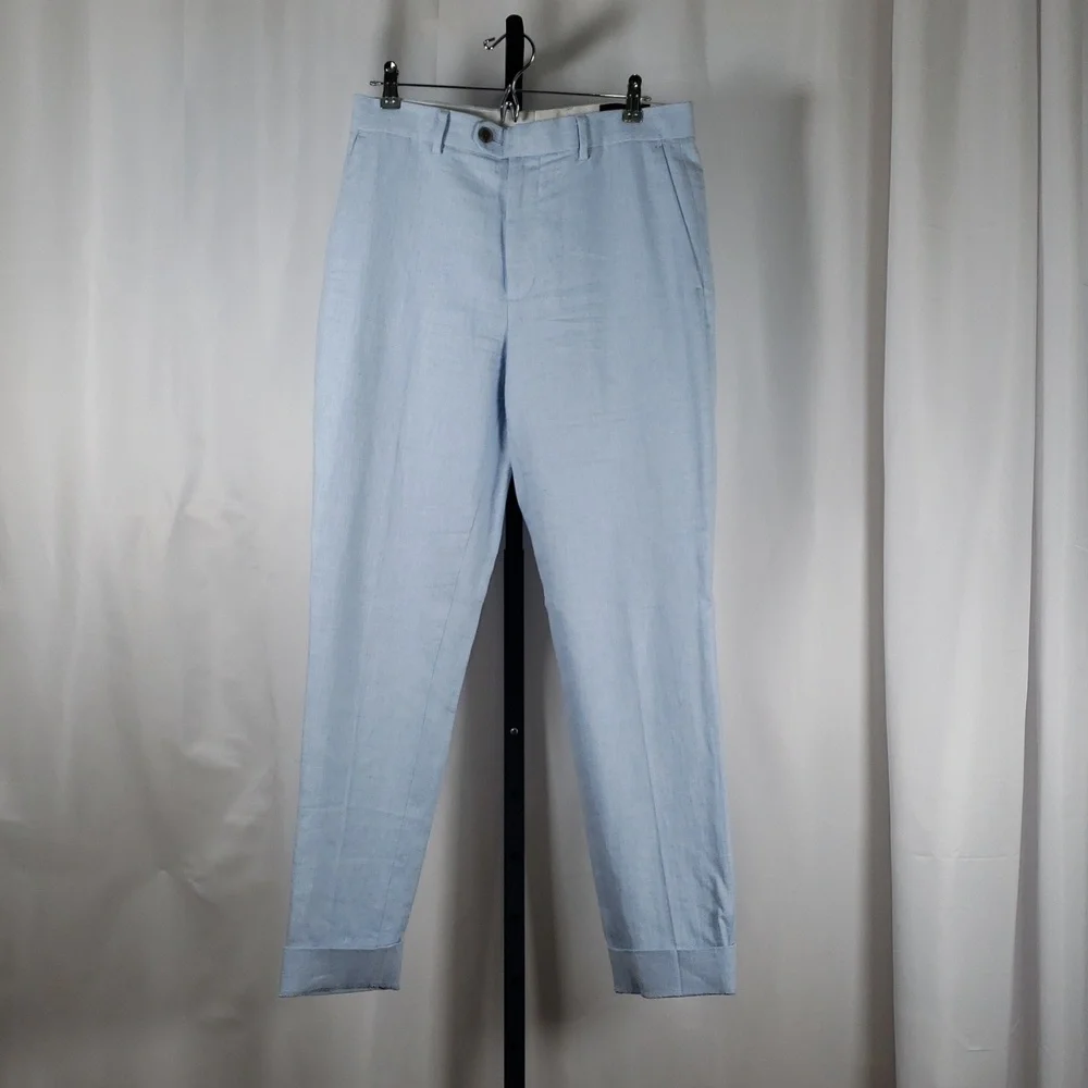 Banana Republic Light‎ Blue Canyon Tailored-Fit Linen-Blend Trouser SZ 30 x 32